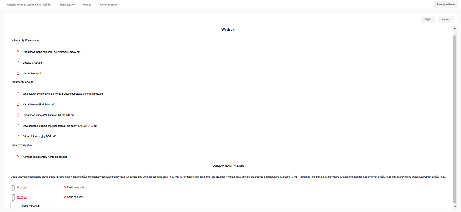 Screen 3. Wygenerowane dokumenty do pobrania