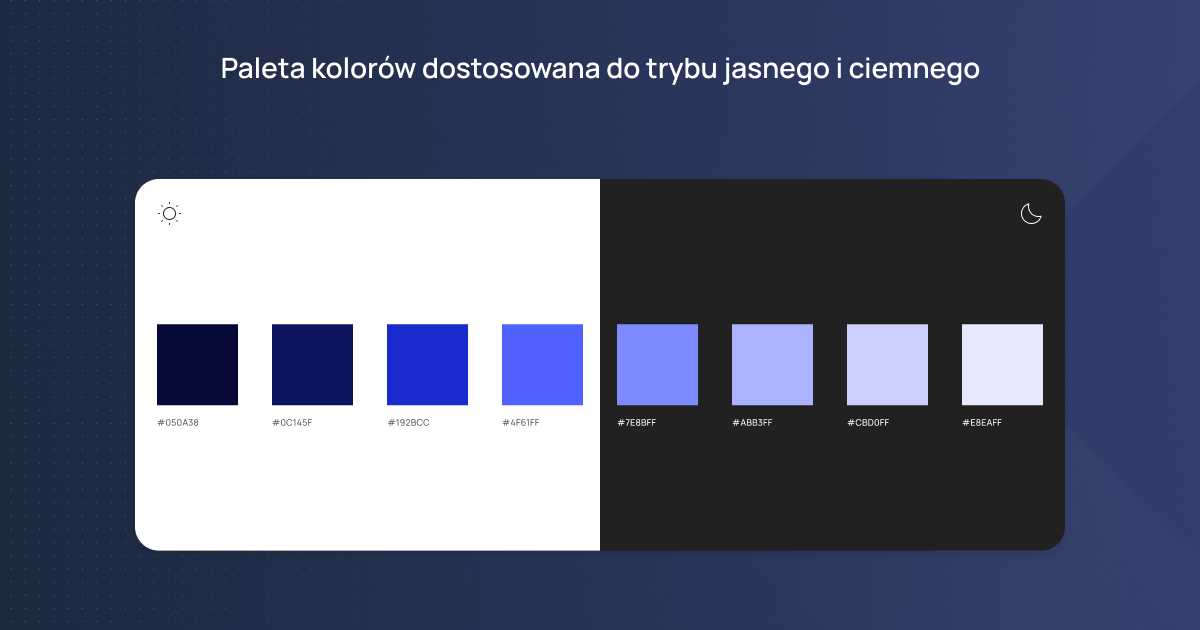 Paleta kolorów dostosowana do trybu jasnego i ciemnego