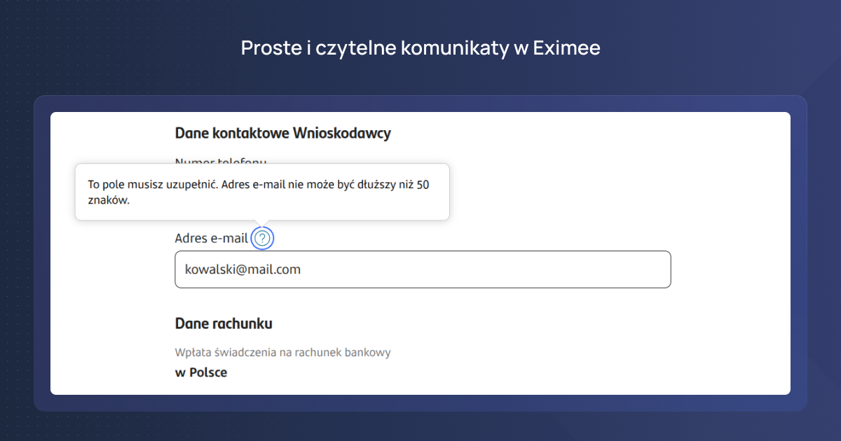 Proste i czytelne komunikaty w Eximee