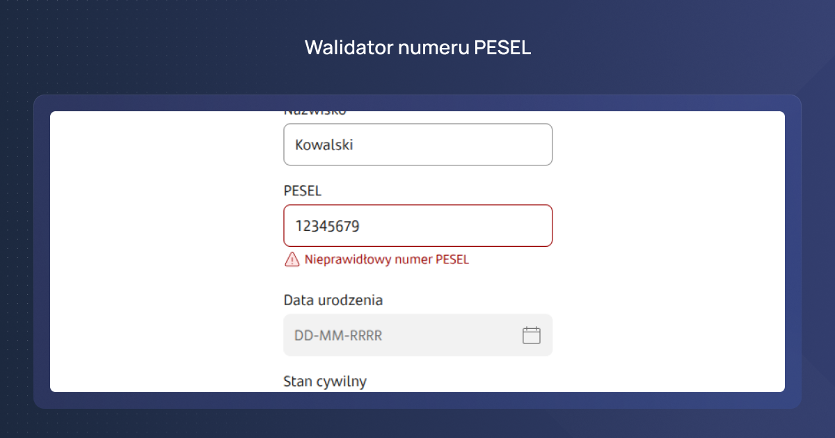 Walidator numeru PESEL